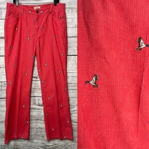 LL Bean Size 16 TALL Straight Fit Corduroy Pants Embroidered Mallard Duck  OHRX7